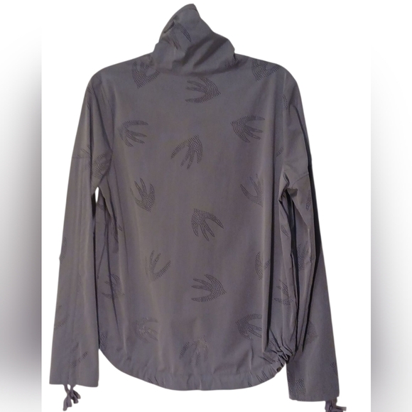 Nanette Lepore -Gray Zip-Up Jacket,Ruched Sleeves, Sparrow Design, Front Pockets - Picture 13 of 15